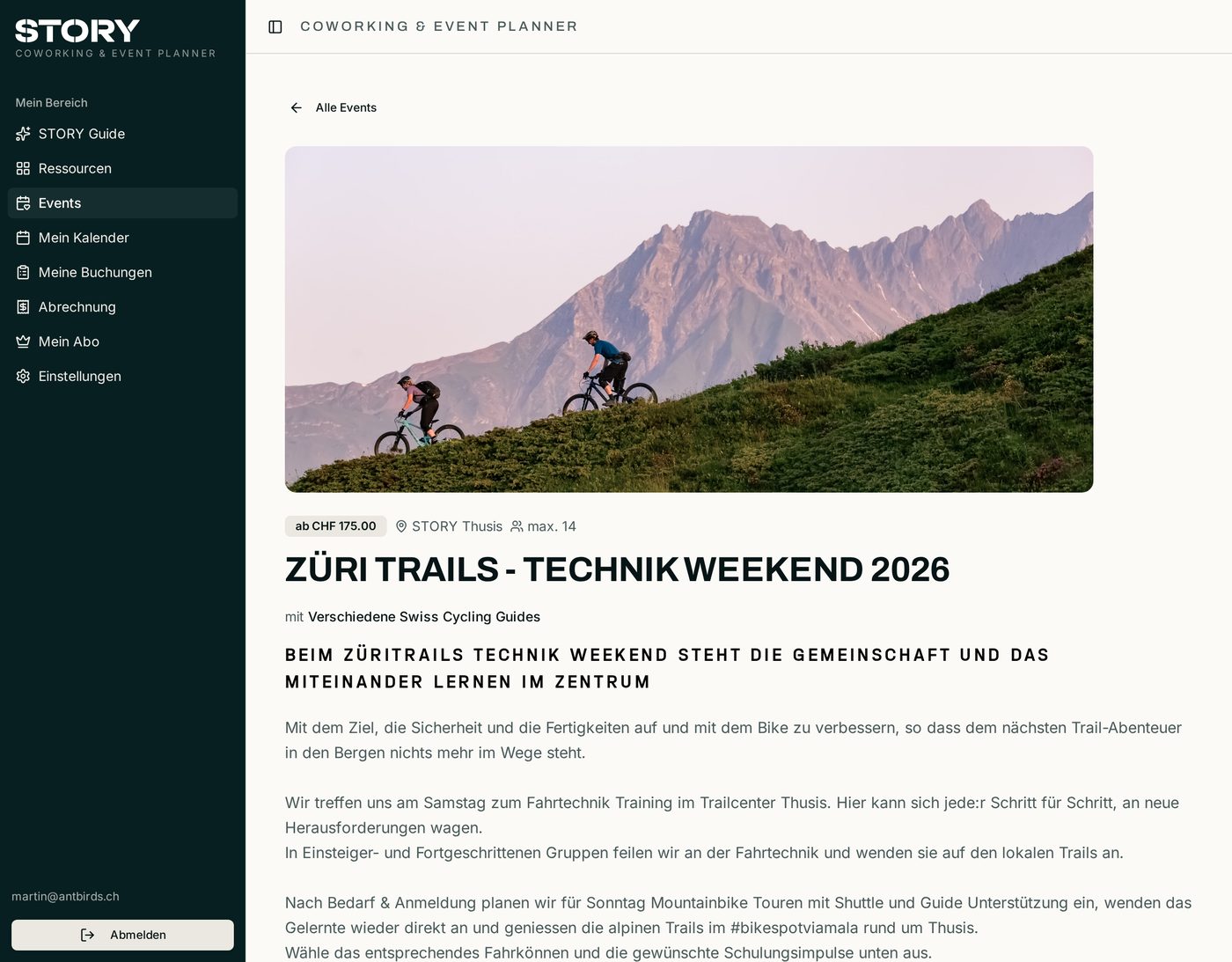 Detailseite eines Events